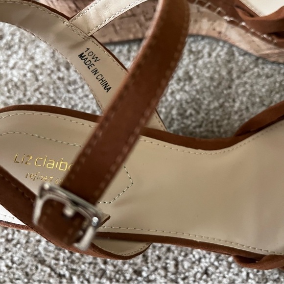 Liz Clairborne Brown Thatcher Open Toe Cork Wedge Sandals - Picture 8 of 10